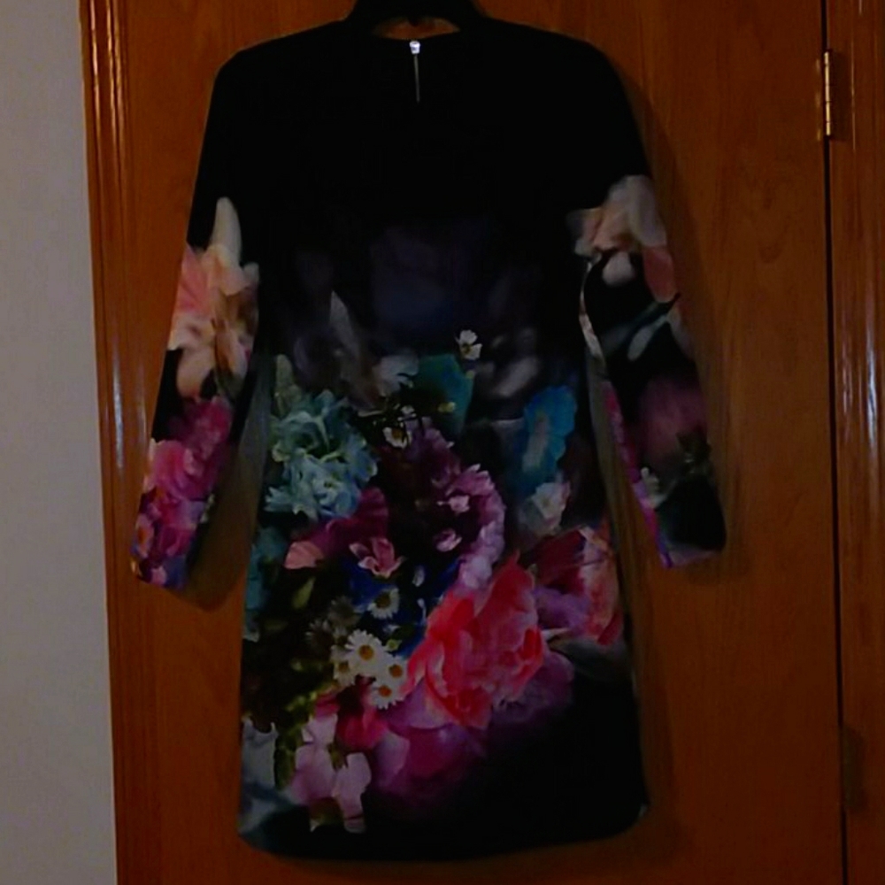 Womens Ted Baker Navy Blue Floral Dress Size 00